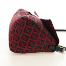 FENDI Zucchino Canvas Mamma Baguette Shoulder Bag Red Silver Auth 185835SAM-4
