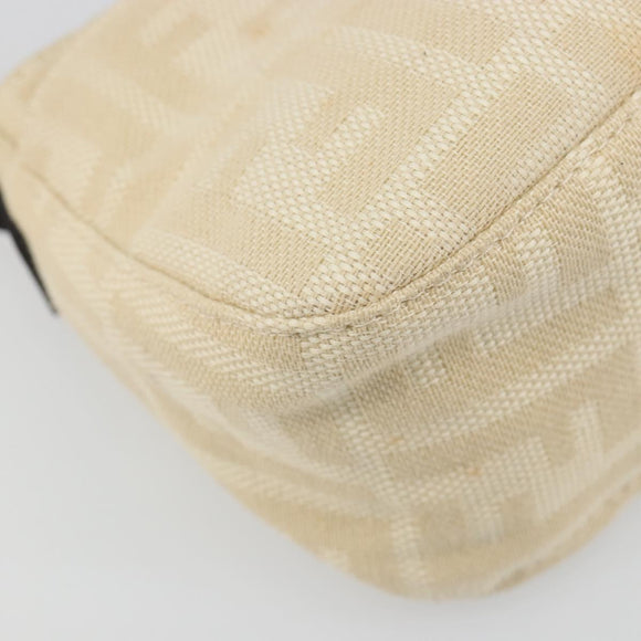 FENDI Zucca Canvas Mamma Baguette Shoulder Bag Ivory Silver Auth 185836V