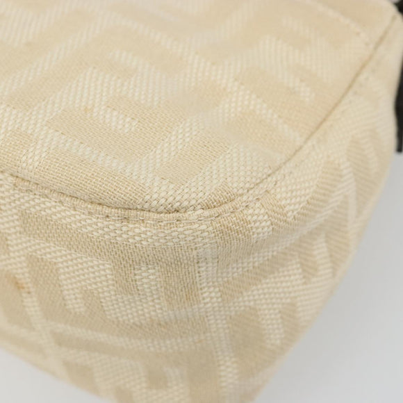 FENDI Zucca Canvas Mamma Baguette Shoulder Bag Ivory Silver Auth 185836V