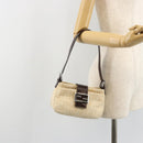 FENDI Zucca Canvas Mamma Baguette Shoulder Bag Ivory Silver Auth 185836V-27