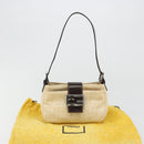 FENDI Zucca Canvas Mamma Baguette Shoulder Bag Ivory Silver Auth 185836V-12