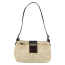 FENDI Zucca Canvas Mamma Baguette Shoulder Bag Ivory Silver Auth 185836V-2