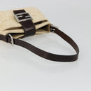 FENDI Zucca Canvas Mamma Baguette Shoulder Bag Ivory Silver Auth 185836V-8