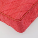 CHANEL Chain Shoulder Bag Canvas Red Gold CC Auth 185838A-15