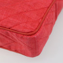CHANEL Chain Shoulder Bag Canvas Red Gold CC Auth 185838A-16