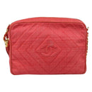 CHANEL Chain Shoulder Bag Canvas Red Gold CC Auth 185838A-13