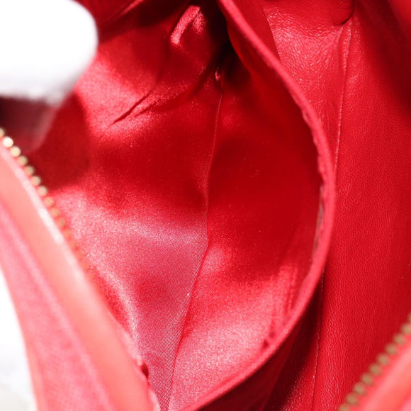 CHANEL Chain Shoulder Bag Canvas Red Gold CC Auth 185838A