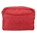CHANEL Chain Shoulder Bag Canvas Red Gold CC Auth 185838A-2