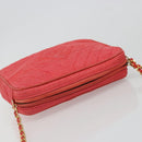 CHANEL Chain Shoulder Bag Canvas Red Gold CC Auth 185838A-6
