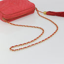 CHANEL Chain Shoulder Bag Canvas Red Gold CC Auth 185838A-7