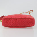 CHANEL Chain Shoulder Bag Canvas Red Gold CC Auth 185838A-5