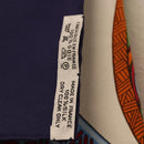 HERMES Carre 90 Scarf ""ART des STEPPES"" Silk Navy Auth 185839-13