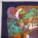 HERMES Carre 90 Scarf ""ART des STEPPES"" Silk Navy Auth 185839-2
