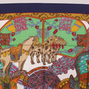 HERMES Carre 90 Scarf ""ART des STEPPES"" Silk Navy Auth 185839-3
