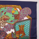 HERMES Carre 90 Scarf ""ART des STEPPES"" Silk Navy Auth 185839-4