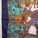 HERMES Carre 90 Scarf ""ART des STEPPES"" Silk Navy Auth 185839-5