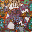 HERMES Carre 90 Scarf ""ART des STEPPES"" Silk Navy Auth 185839-6