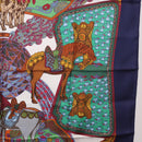 HERMES Carre 90 Scarf ""ART des STEPPES"" Silk Navy Auth 185839-7