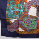 HERMES Carre 90 Scarf ""ART des STEPPES"" Silk Navy Auth 185839-8