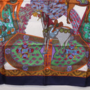 HERMES Carre 90 Scarf ""ART des STEPPES"" Silk Navy Auth 185839-9