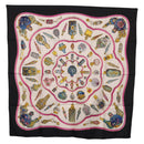 HERMES Carre 90 Scarf ""Pourvu qu'on oit l'ivresse..."" Silk Black Auth 185840-1