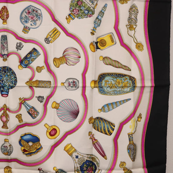 HERMES Carre 90 Scarf ""Pourvu qu'on oit l'ivresse..."" Silk Black Auth 185840
