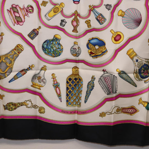 HERMES Carre 90 Scarf ""Pourvu qu'on oit l'ivresse..."" Silk Black Auth 185840