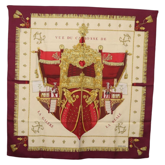 HERMES Carre 90 Scarf ""VUE DU CARROSSE DE LA GALERE LA REALE"" Silk Auth 185841