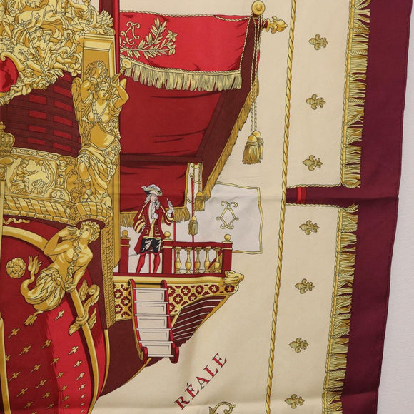 HERMES Carre 90 Scarf ""VUE DU CARROSSE DE LA GALERE LA REALE"" Silk Auth 185841