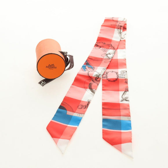 HERMES Twilly Scarf Silk Red Auth 185842M