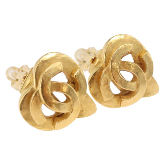 CHANEL Earring metal Gold CC Auth 185843M