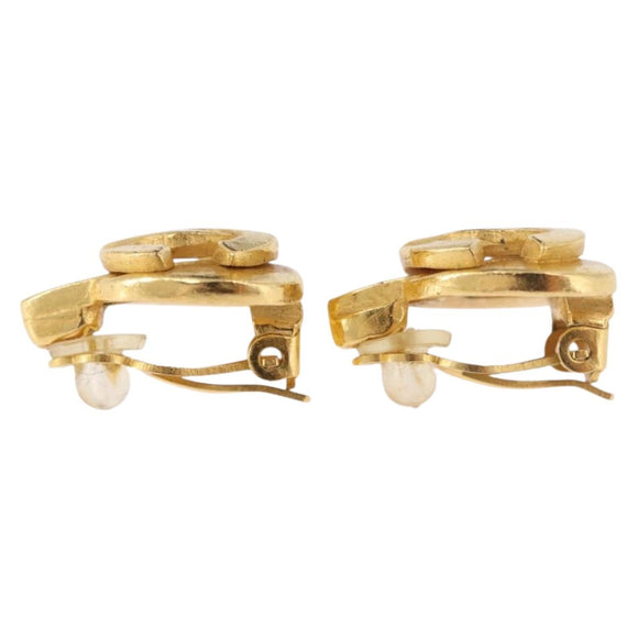 CHANEL Earring metal Gold CC Auth 185843M