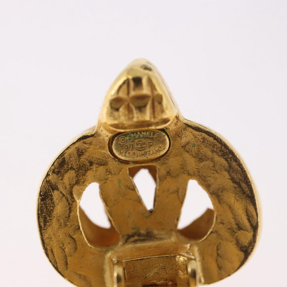 CHANEL Earring metal Gold CC Auth 185843M