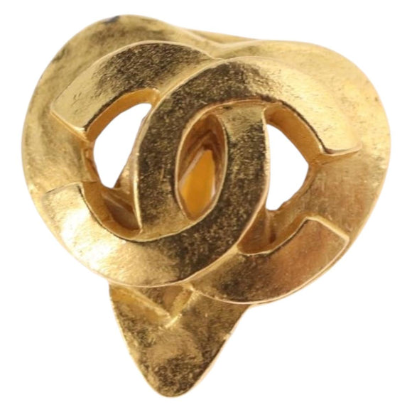 CHANEL Earring metal Gold CC Auth 185843M