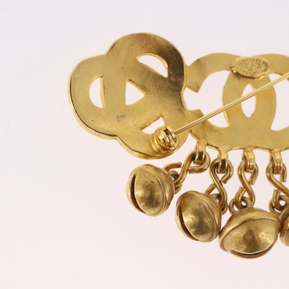 CHANEL Brooch metal Gold CC Auth 185844M