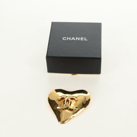 CHANEL Brooch metal Gold CC Auth 185845M