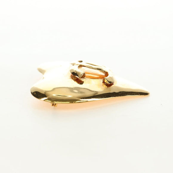 CHANEL Brooch metal Gold CC Auth 185845M