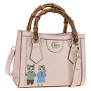 GUCCI Bamboo Hand Bag Leather 3way Pink Gold 841488 Auth 185846SM-1