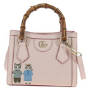 GUCCI Bamboo Hand Bag Leather 3way Pink Gold 841488 Auth 185846SM-2