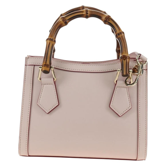 GUCCI Bamboo Hand Bag Leather 3way Pink Gold 841488 Auth 185846SM