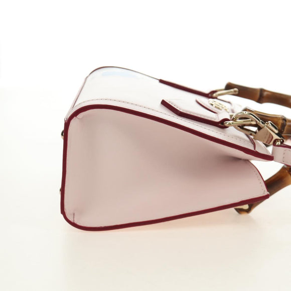 GUCCI Bamboo Hand Bag Leather 3way Pink Gold 841488 Auth 185846SM
