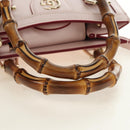 GUCCI Bamboo Hand Bag Leather 3way Pink Gold 841488 Auth 185846SM-7