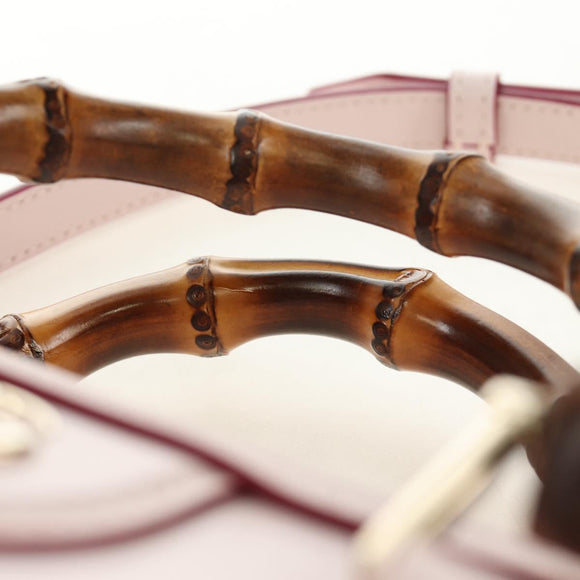 GUCCI Bamboo Hand Bag Leather 3way Pink Gold 841488 Auth 185846SM
