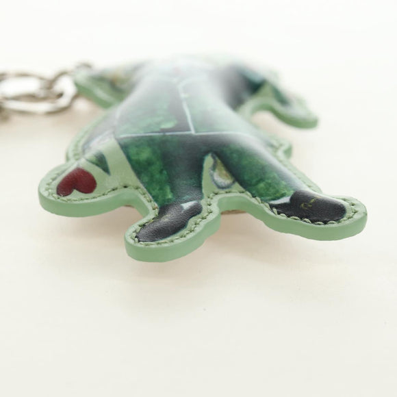 GUCCI GG Supreme Yuko Higuchi Boris Key Holder PVC Green Silver Auth 185847SM