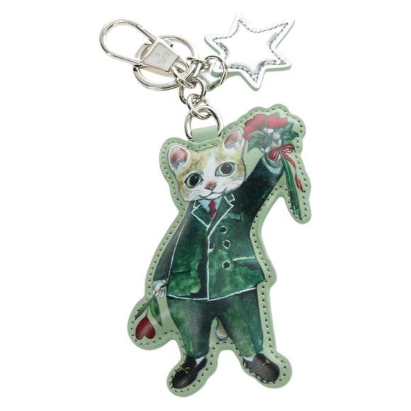 GUCCI GG Supreme Yuko Higuchi Boris Key Holder PVC Green Silver Auth 185847SM