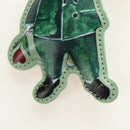 GUCCI GG Supreme Yuko Higuchi Boris Key Holder PVC Green Silver Auth 185847SM-3