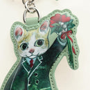 GUCCI GG Supreme Yuko Higuchi Boris Key Holder PVC Green Silver Auth 185847SM-4