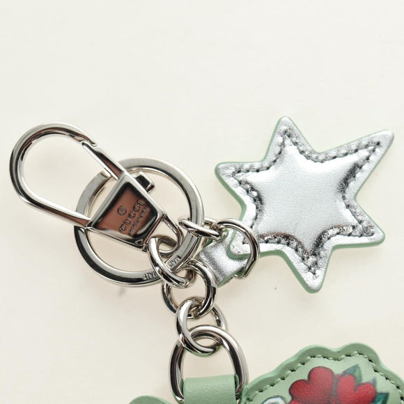 GUCCI GG Supreme Yuko Higuchi Boris Key Holder PVC Green Silver Auth 185847SM