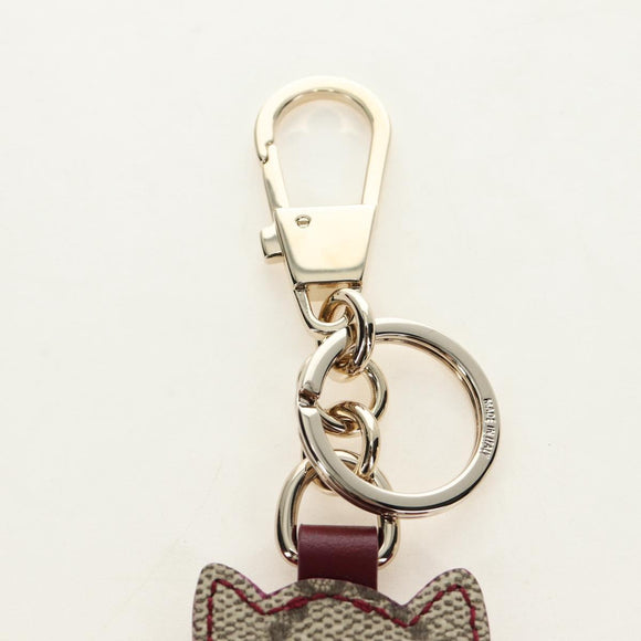 GUCCI GG Supreme Higuchi Yuko Bo Key Holder PVC Bordeaux Gold Auth 185850SM