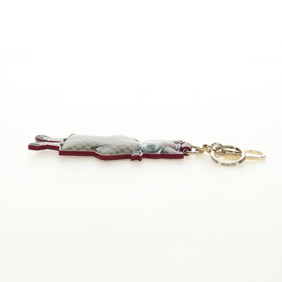 GUCCI GG Supreme Higuchi Yuko Bo Key Holder PVC Bordeaux Gold Auth 185850SM